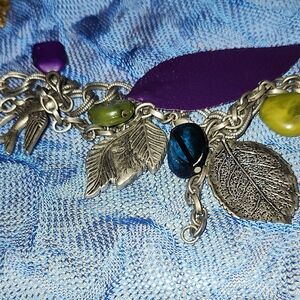 Charming Silver Choker with Purple and Green Accents